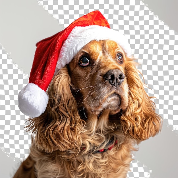PSD a dog wearing a santa hat that says  the dog