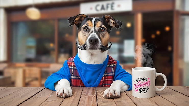 PSD 모켓에 생일 축하라는 셔츠를 입은 개