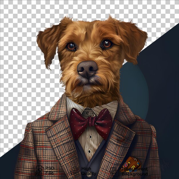 PSD a dog wearing a suit on dark background include png file