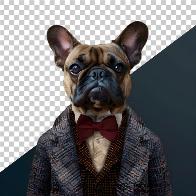 PSD a dog wearing a suit on dark background include png file