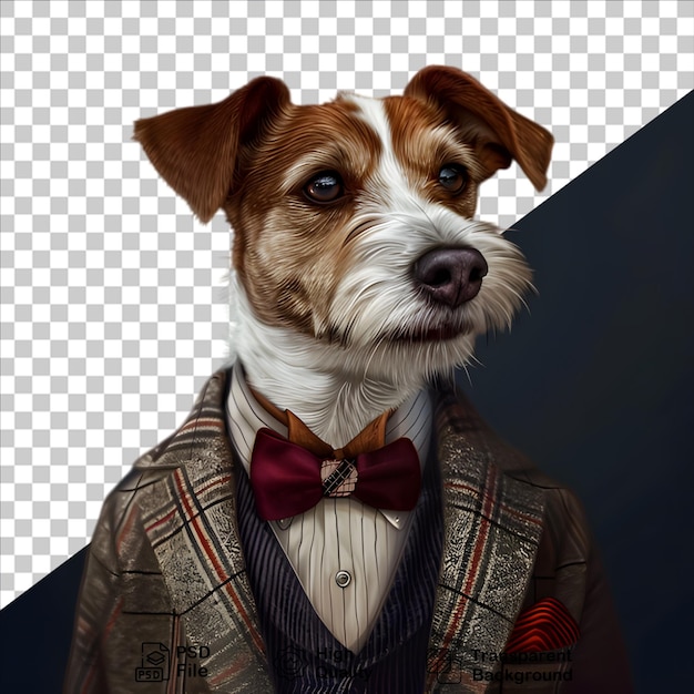 A dog wearing a suit on dark background include png file