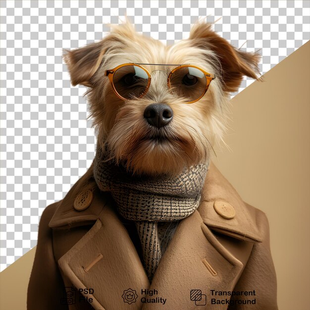 Dog wearing a suit isolated on transparent background include png file