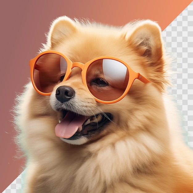 PSD dog wearing sunglasses isolated on transparent background