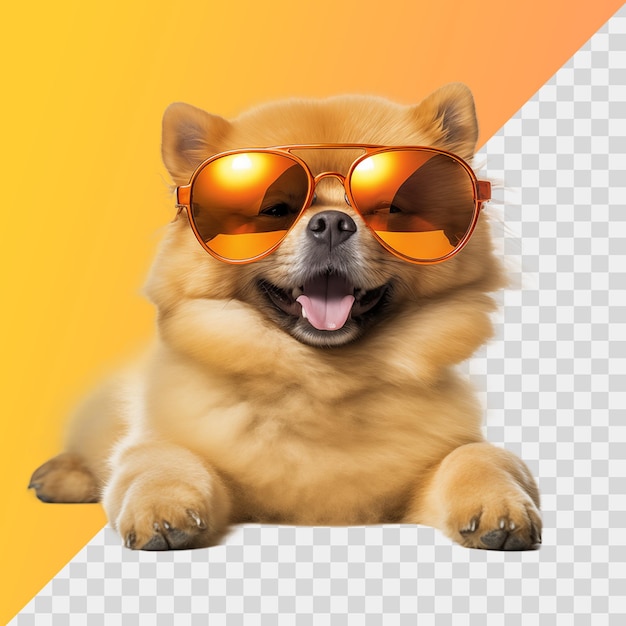 PSD dog wearing sunglasses isolated on transparent background