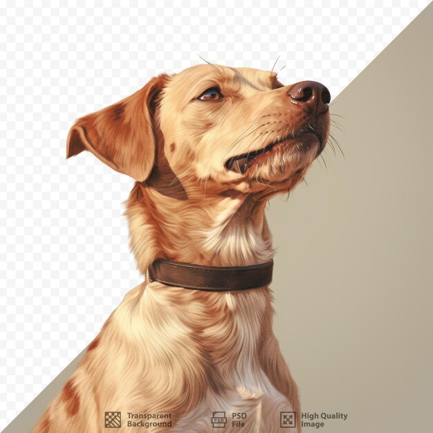 PSD a dog with a collar that says 