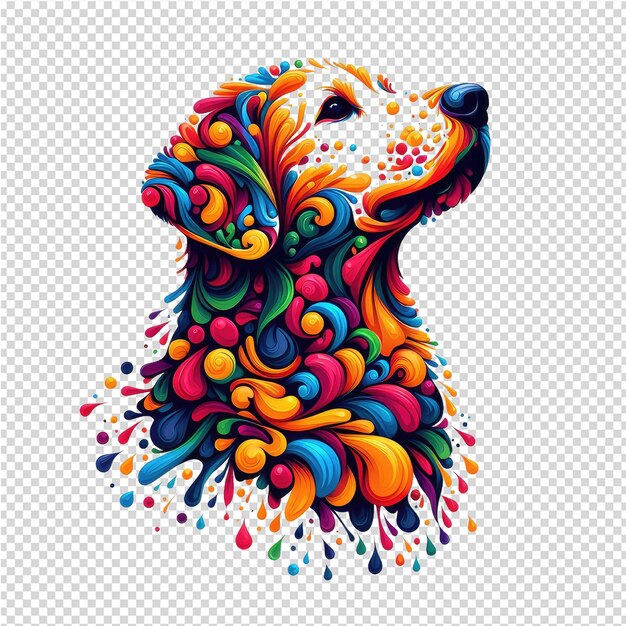 PSD a dog with colorful spots on its head