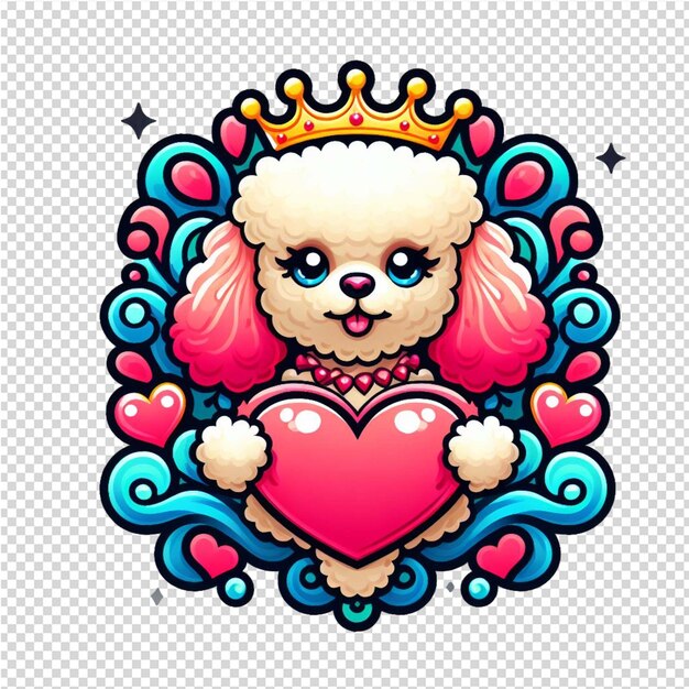 A dog with a crown on its head and a heart on the top