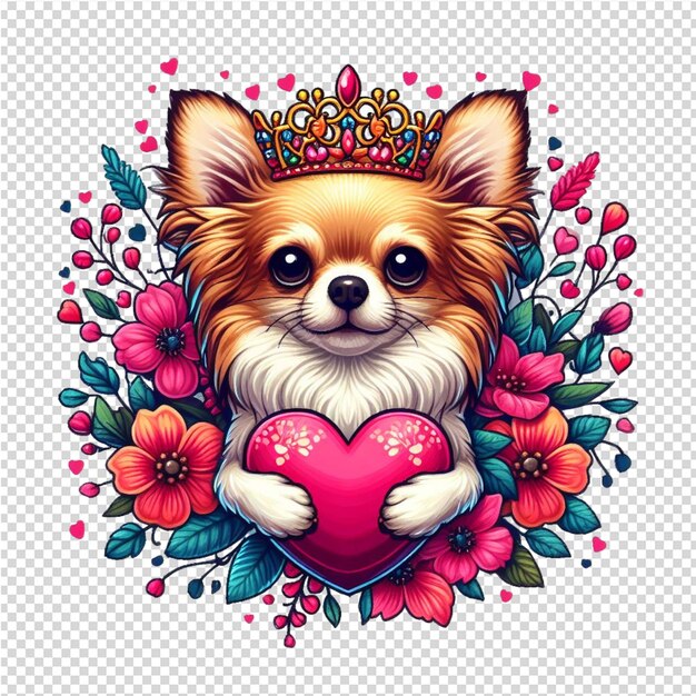 PSD a dog with a crown in the shape of a heart