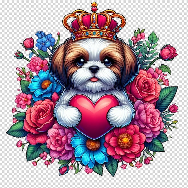 PSD a dog with a crown in the shape of a heart