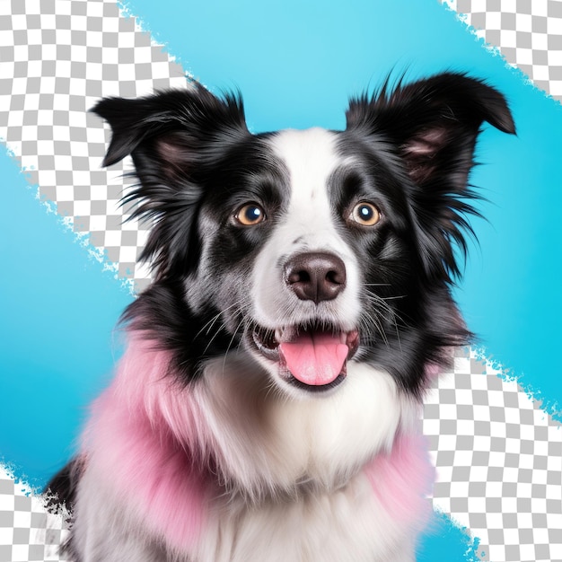 Dog with striking blue eyes posing transparent background