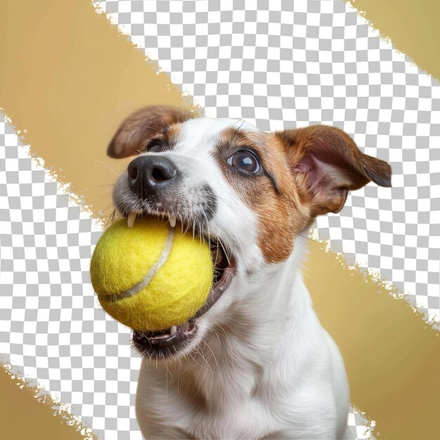 PSD a dog with a tennis ball in its mouth