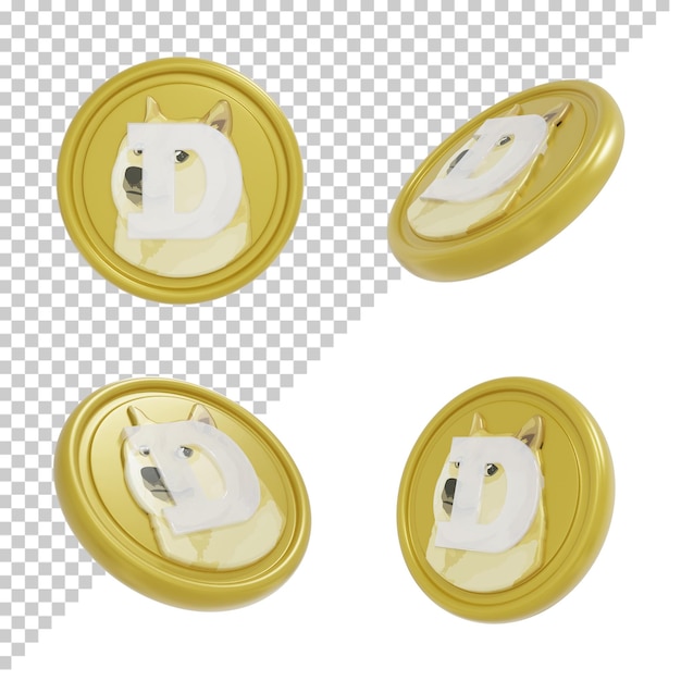 PSD dogecoin 암호 화폐 동전 3d 렌더링