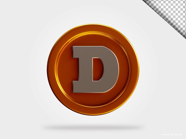 Dogecoin doge เหรียญคริปโตเคอร์เรนซี ภาพประกอบ 3 มิติ