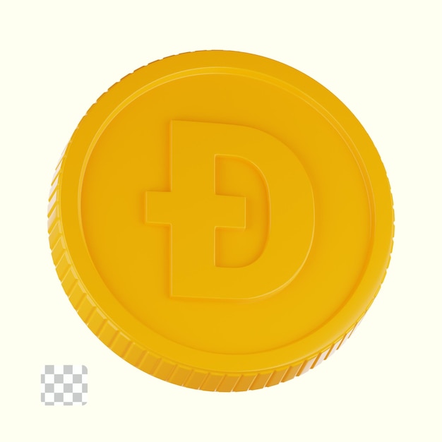 PSD dogecoin munt 3d illustratie