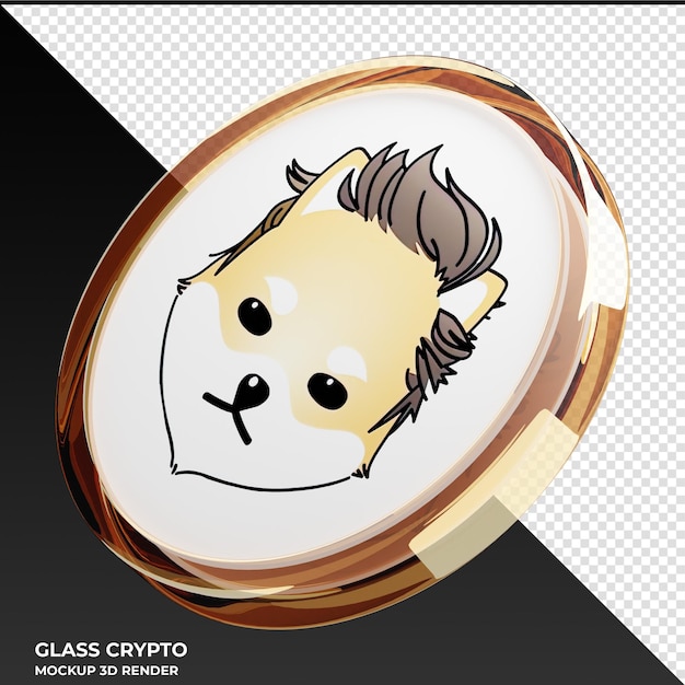 PSD dogelon mars elon glass crypto coin 3d иллюстрация