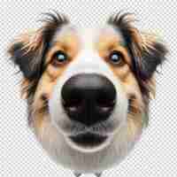 PSD a dogs head with a black nose and a white nose