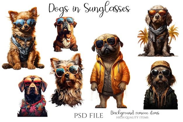 Dogs in Sunglasses Clipart