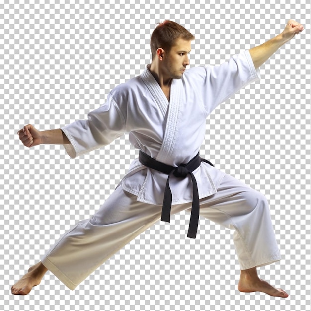 PSD doing karate on transparent background