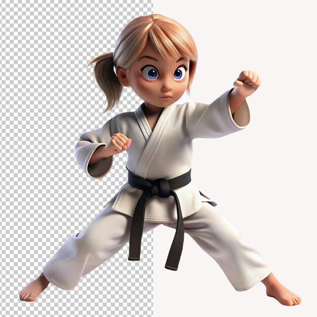 PSD doing karate on transparent