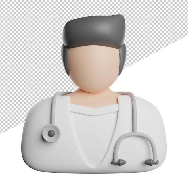 Dokter mannelijke specialist vooraanzicht 3d-rendering pictogram illustratie avatar op transparante background