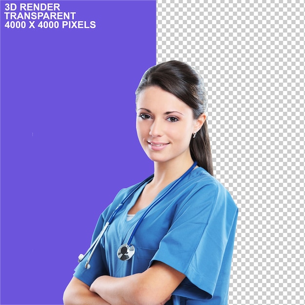 Doktorka Lady Doktorka Pielęgniarka Lady Doktorka z tabliczką składanymi ramionami Doktorka Ilustracja Robotyczna.