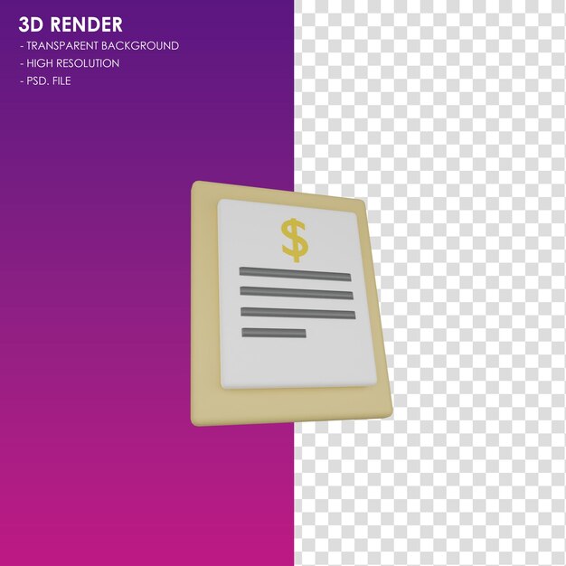 Dokument płatniczy z ikoną 3D