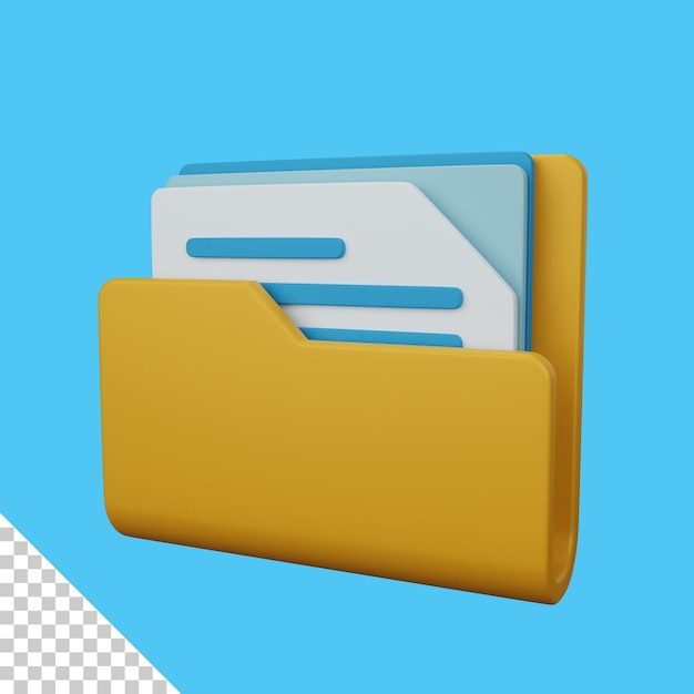 PSD dokument z folderem plików renderowania 3d izolowany przydatny w aplikacjach interfejsu użytkownika i projektowaniu stron internetowych