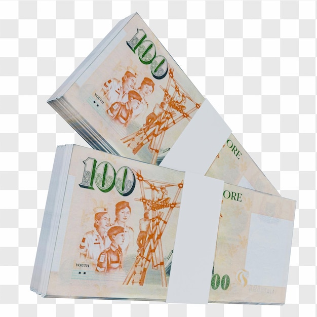 PSD dolar singapurski 100: stos banknotów dolara singapurskiego sgd