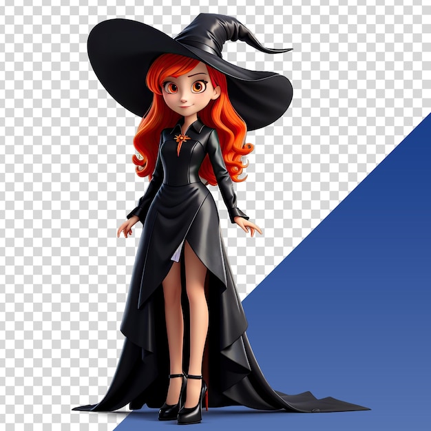 PSD a doll with a black hat and a black hat is standing on a white background