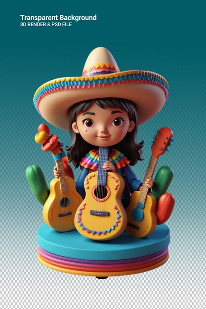 A doll with a guitar and a guitar on it