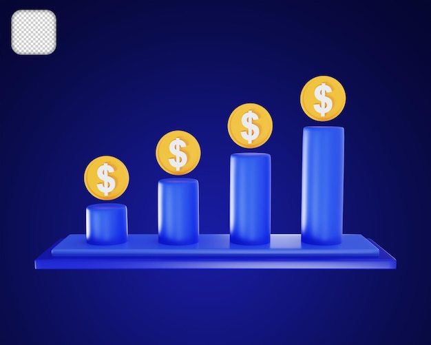 PSD dollar chart bullish 3d rendering