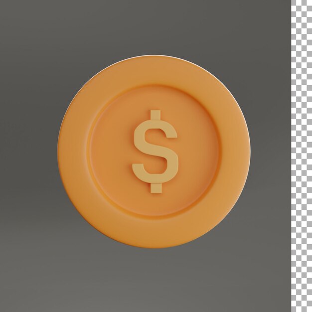 Disegno dell'icona 3d della moneta del dollaro