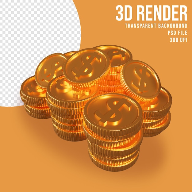 PSD dollar coin 3d illustration design