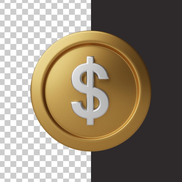 Dollar coin in 3d rendering