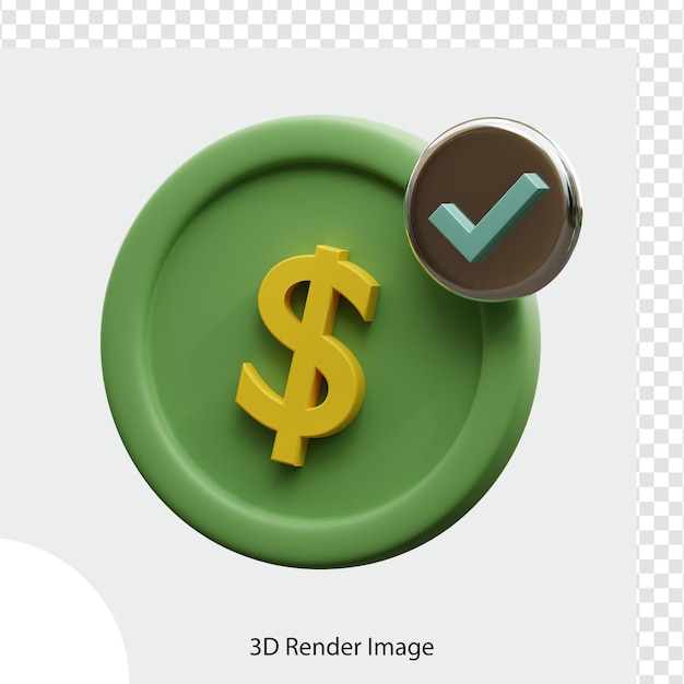 Illustrazione 3d approvata moneta da un dollaro