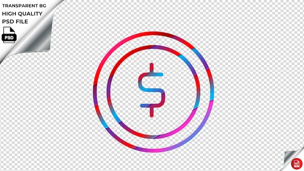 PSD dollar coin design2 vector icon red blue purple ribbon psd transparent