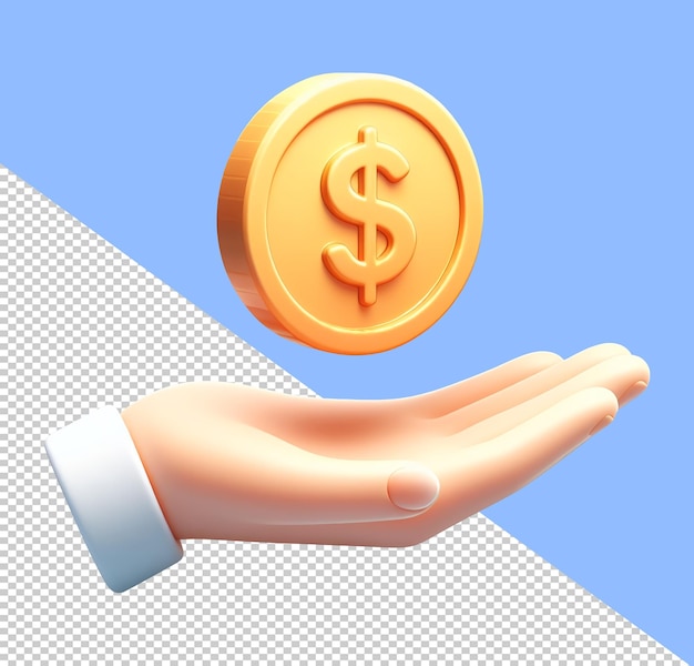 dollar coin and hand