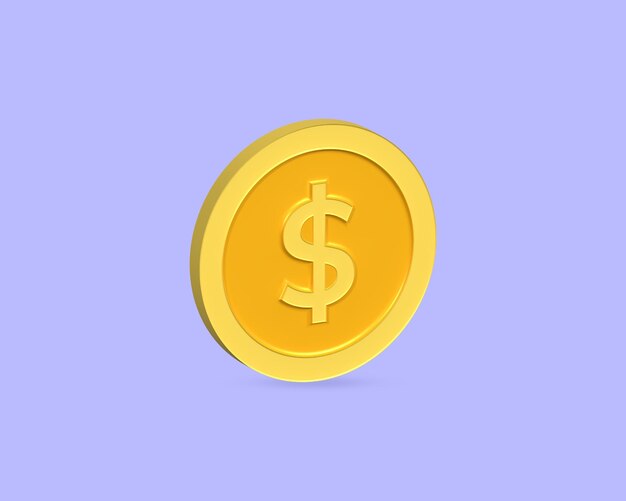 PSD a dollar coin on purple background 3d illustration rendering