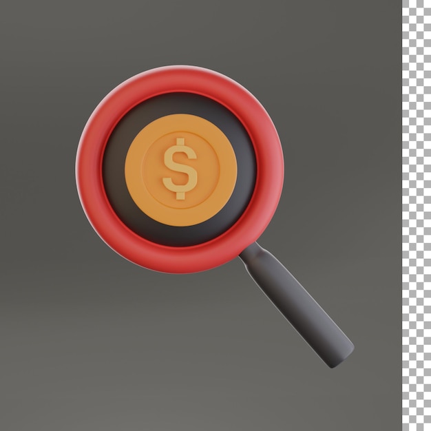 Dollar Coin Search 3d Icon