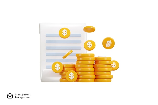 dollar coin stack with paper icon concept of business and finance icon 3d render vector illustration