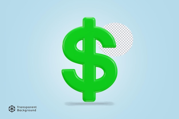 PSD dollar currency icon 3d rendering vector illustration