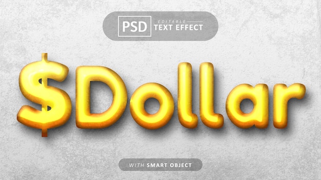 Dollar currency text effect editable