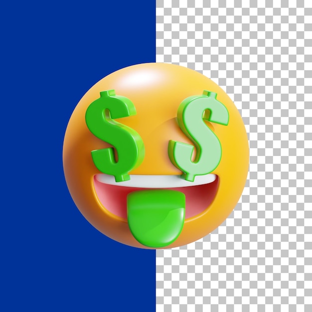 Occhi del dollaro con la bocca aperta emoji rendering 3d