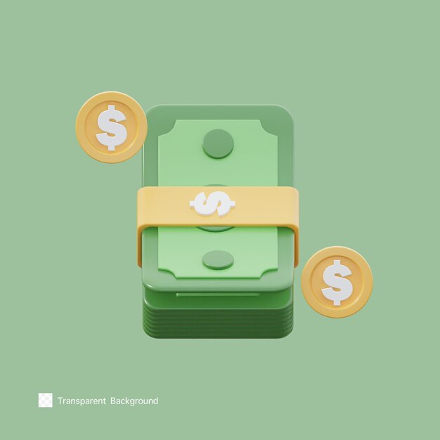 PSD dollar icon 3d rendering illustration