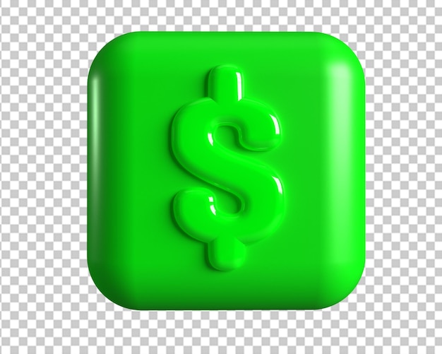 Dollaro denaro quadrato verde icona 3d rendering