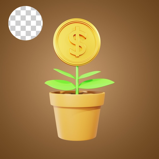 Dollar money tree 3d rendering