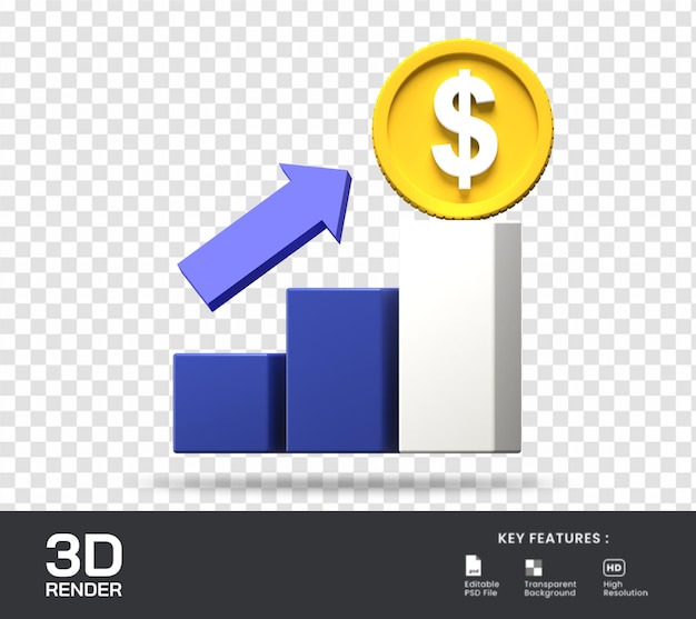 Dollar munt statistiek 3d illustratie