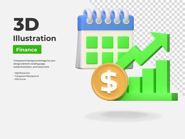 Dollar price up high investment time finance icon 3d illustration