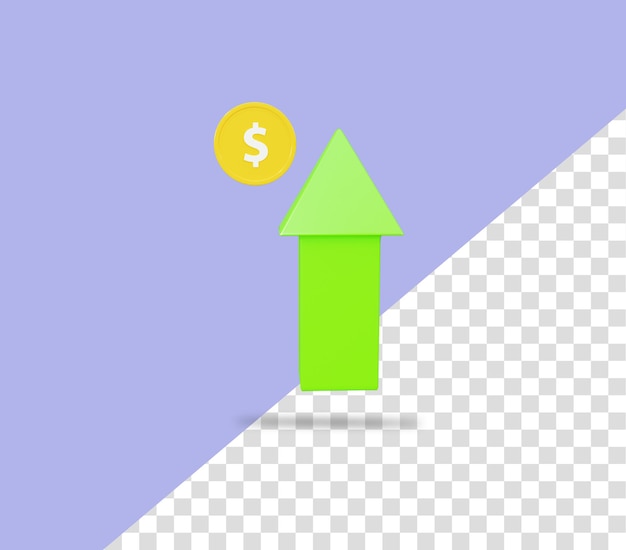 Dollar rate up sign rendering icon