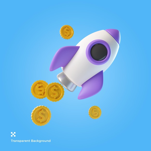 Dollar rocket 3d illustration